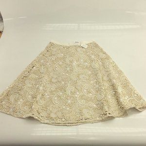 NWT Club Monaco White Lace w Gold Embellishment Size 0 Semaj Skirt Jupe